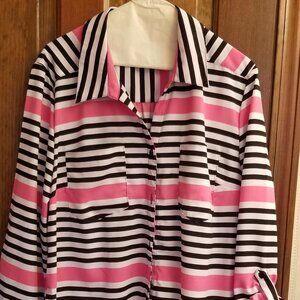 Pink , White and Black Stripe Blouse